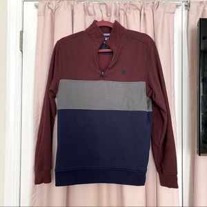 Izod Quarter Zip Tri-Color Sweatshirt Mens Small